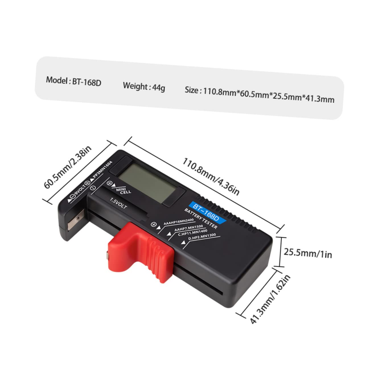 POPETPOP Battery Tester Digital Display Checker for C Compact and Lightweight Easy to Use No Installation Required for Use
