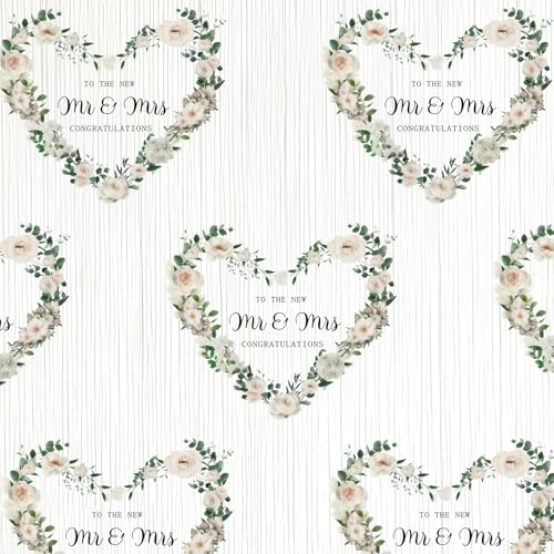 4 Sheets Wedding Wrapping Paper Heart Design Greetings Modern Wedding Present Wrap Just Married Giftwrap To the New Mr Mrs Congratulations