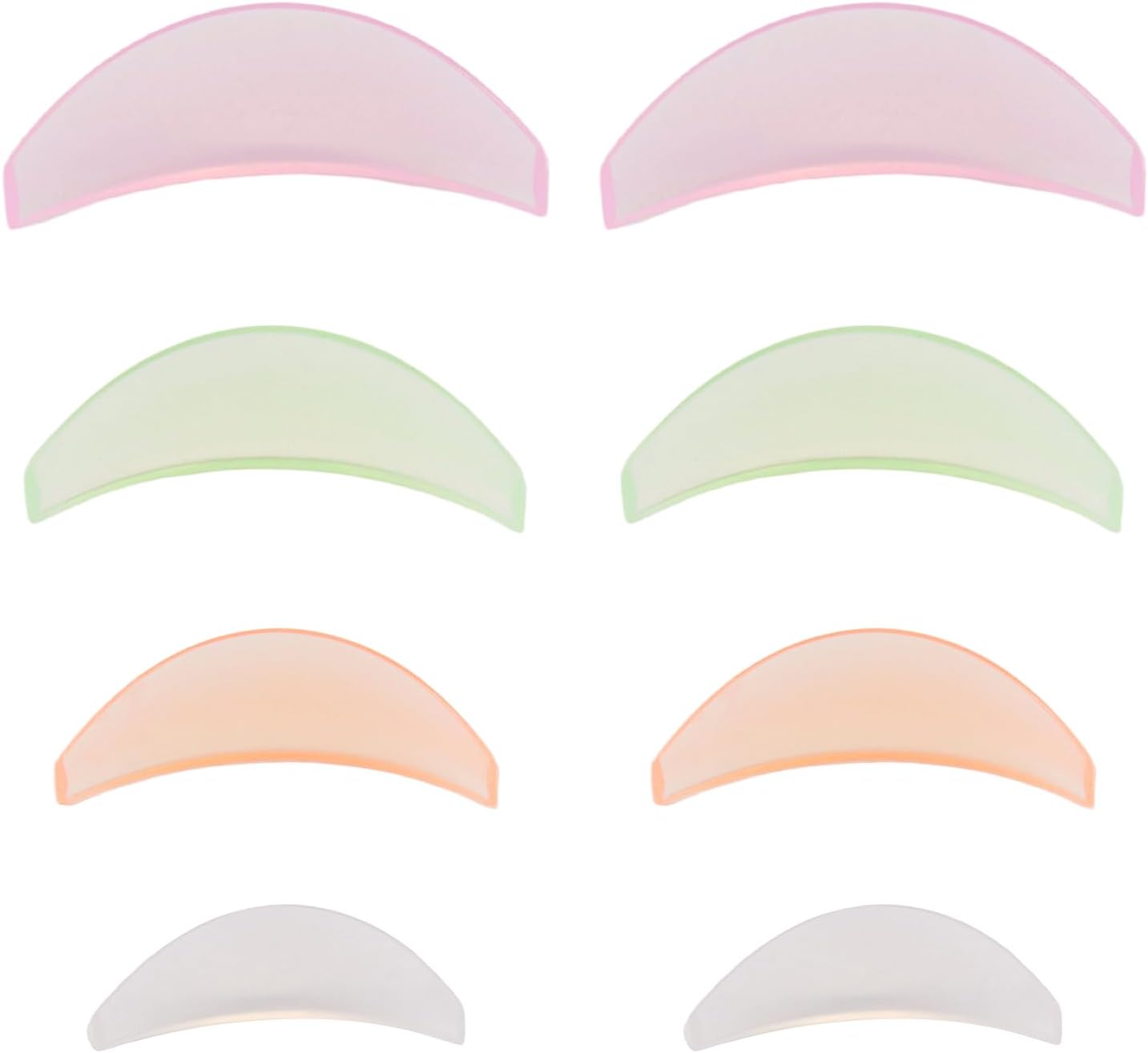 4 Pairs Flat Lash Lift Shields, Silicone Eyelash Perm Pads | Soft reusable silicone pads in S, M, L, XL sizes for Asian flat shields, Korean eyelash curl, professional salon use
