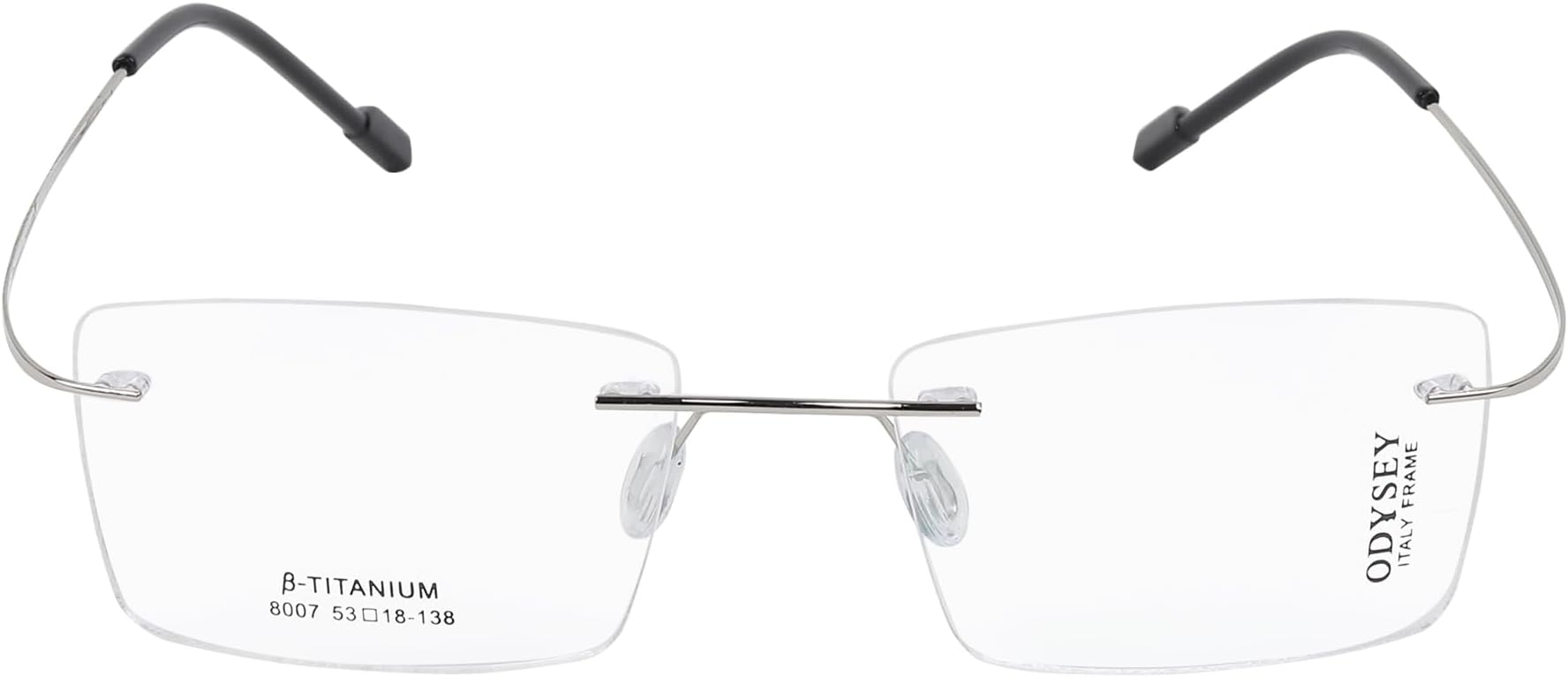 Rectangular Spectacle Frame Unfold Silver Rimless Vintage Fashion Narrow Square Frame UV400 Protection – UN03