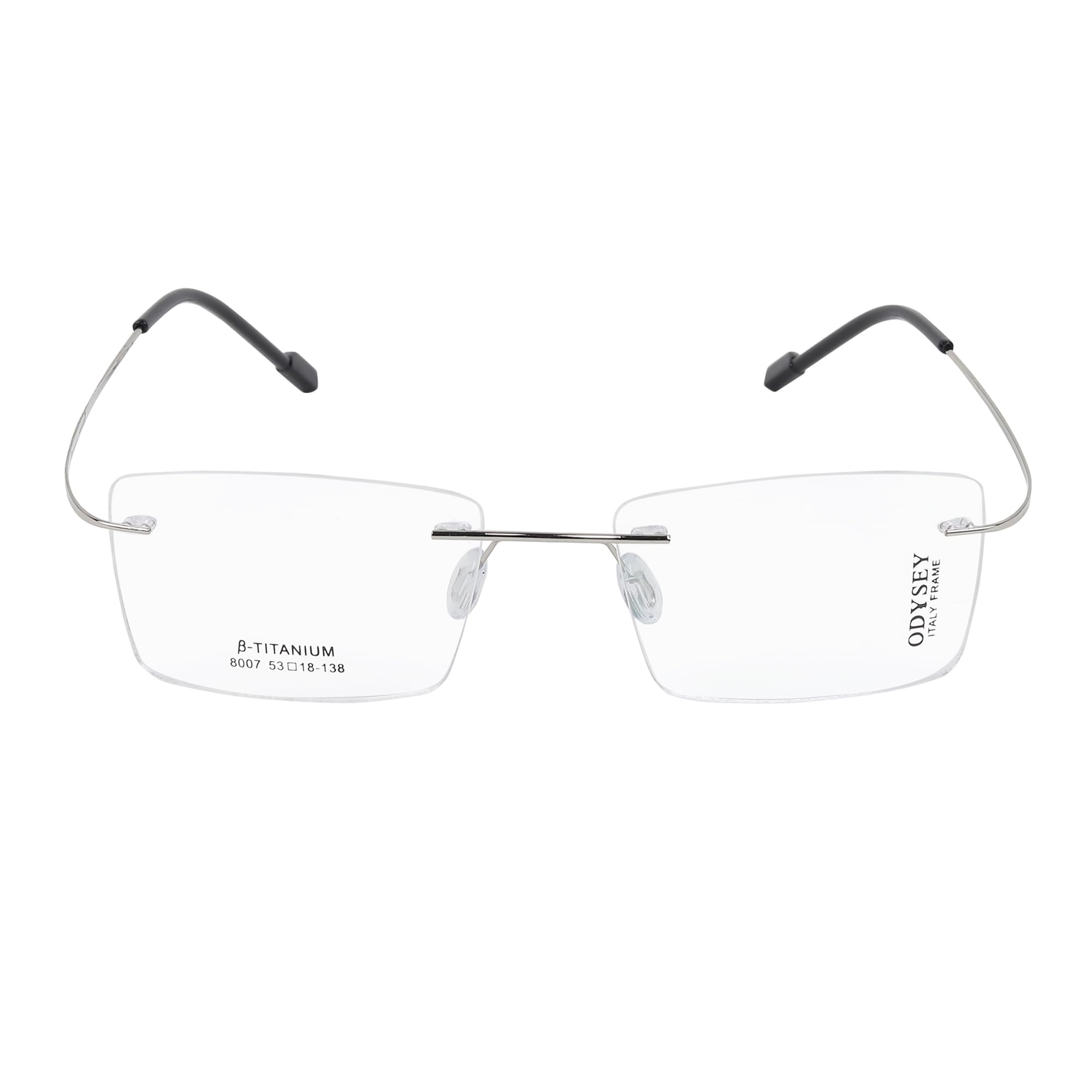 Rectangular Spectacle Frame Unfold Silver Rimless Vintage Fashion Narrow Square Frame UV400 Protection – UN03