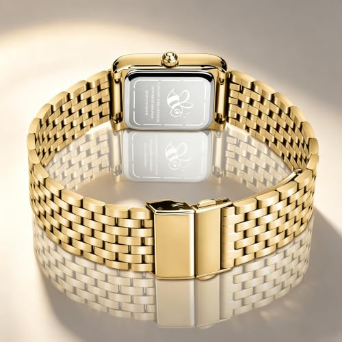Image of Asan Ge Watches for Women Vintage Bracelet Roman Dial Japanese Movement Rectangular Case Watch 3ATM Waterproof Self-Adjust Watch Size Without Tools