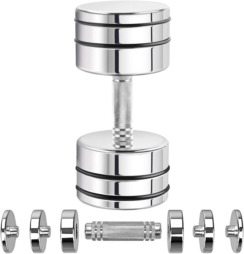 Amazon Brand - Symactive Ultracompact Smart Adjustable Chrome Steel Dumbbells 15kg as one dumbbell can be adjusted to multiple weights “5KG, 7.5KG, 10KG, 15KG” (Choice of Size)(Single Piece) (15kg) (B0CBKMNGRQ) Amazon Price History, Amazon Price Tracker