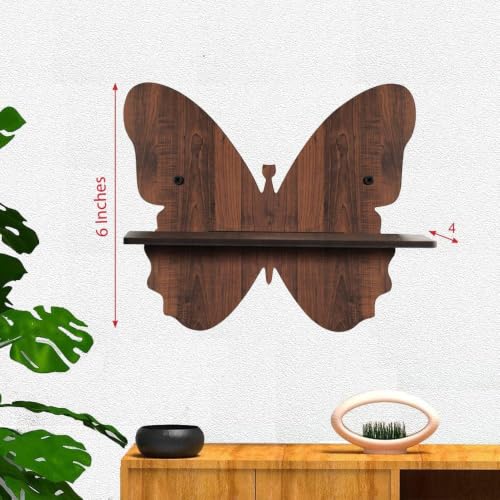 Image of Wall Mounted Planter Holder Set of 4 | Wooden Plant Stand | MDF Floating Wall Shelf | Indoor Plant Shelf | Plant Pot Holder | Wall Shelf | Home Decor | Living Room, Bedroom, Balcony, Office | Brown