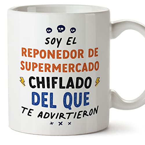MUGFFINS Tazas para REPONEDOR DE SUPERMERCADO hombre - En Español - Todos te advirtieron - 11 oz / 330 ml - Regalo original y divertido