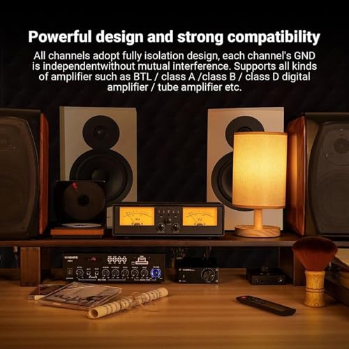 ET30 VU Meter Amplifier Speaker Selector Switch Box, 2 in 2 Out Vintage Switcher, with DB Panel Display & Remote Control, for Stereo Class A, B, AB, D, Tube Amps Home Audio Component - Image 4