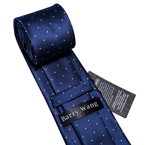 Image of Barry.Wang Ties for Men Silk Tie Sets Polka Dot Woven Necktie Pocket Square Cufflinks Business Wedding