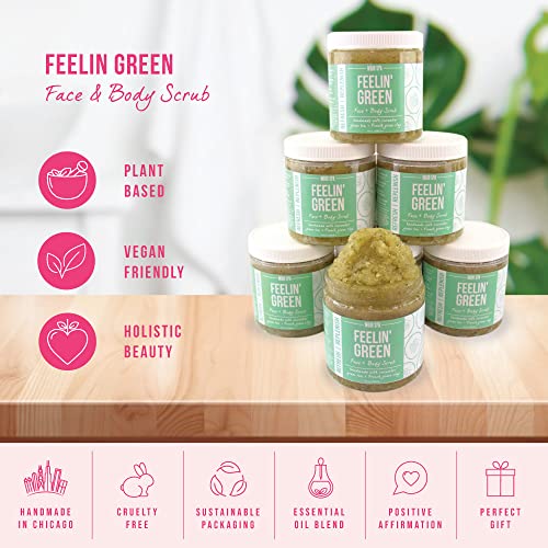 Mojo Spa Feelin Green Face And Body Scrub | Cucumber, Mint, Green Tea Scent | Detoxifying Sugar Based Exfoliator | 10 Oz #TOP3