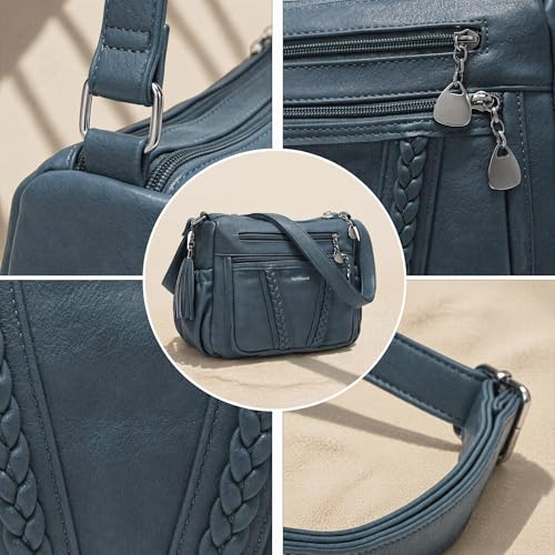Image of Crossbody Purses for Women Pocketbooks Soft PU Leather Crossbody Bags Multi Pocket Shoulder Bag