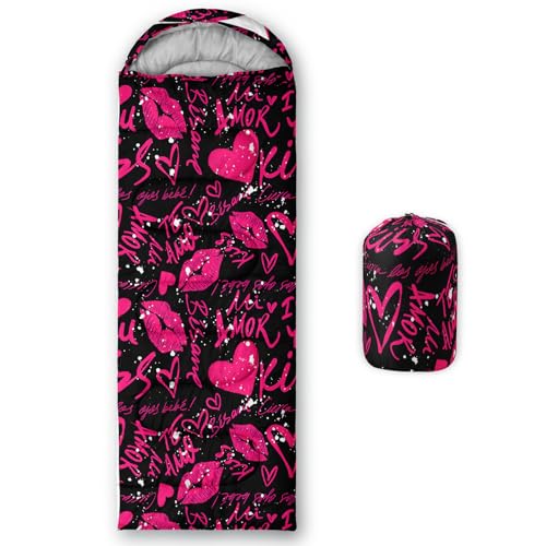 Image of QOOMO Axolotl Cute Camping Sleeping Bags,3 Season Warm & Cool Weather,Lightweight,Waterproof Sleeping Bags for Adults & Kids,Traveling,and Outdoors