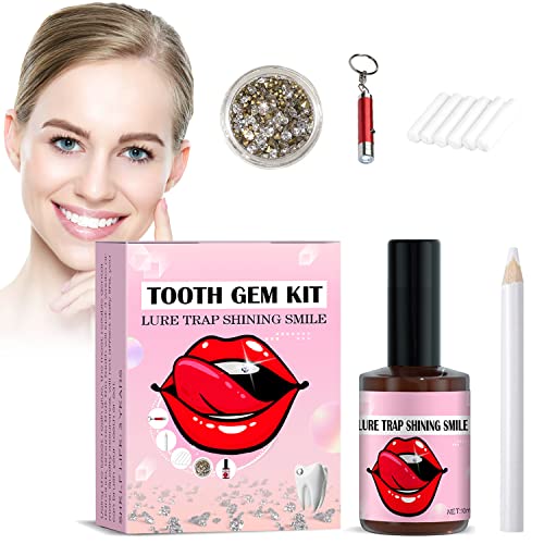 Utapossin Zahn Edelstein Kit, Zahnkristall Kit, DIY Zahn-Edelstein-Kit mit Aushärtungslicht und Kleber, 20 Stück Zahn-Edelstein für reflektierende Zahnschmuck Dekoration Nagel Dekoration tooth gem Cover