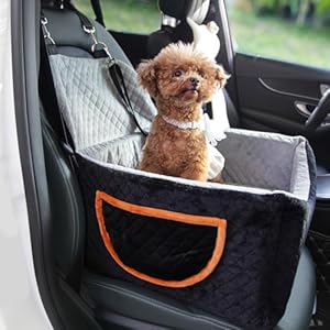 Dog Car Seat for Small & Medium Dogs – Portable Travel Safety Puppy Dog Booster Seat, Detachable & Washable Pet Front Seat Bed(Black)