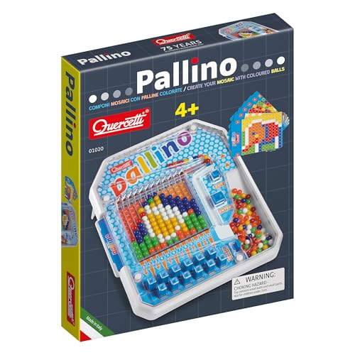 Quercetti Pallino, Giochi educativi 4 anni fino ad 8, Gioco con 6 Tessere Mosaico Bambini con Palline Colorate, Stimola...