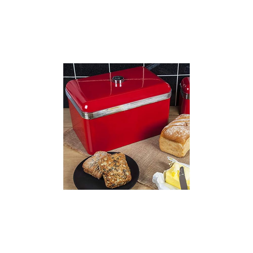 Swan Retro Bread Bin Red 18 Litre Storage Capacity