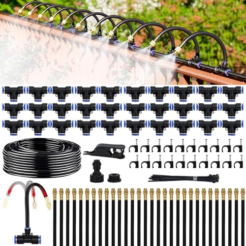 【360°自由調整ノズル】ミストシャワー 屋外用 30m 散水セット 噴霧ノズル ドリップ灌漑システム 自動水やり DIY 庭 園芸 冷却 热中症対策