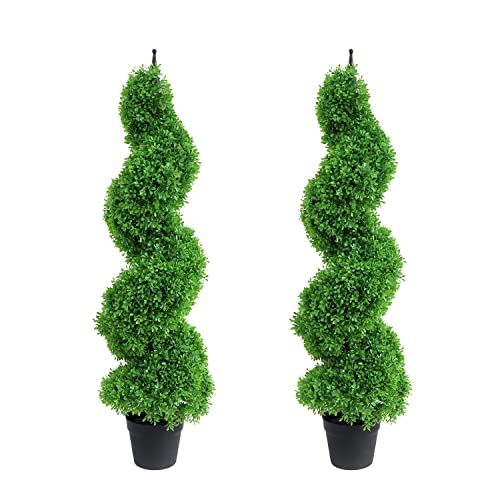 momoplant Artificial Topiary Outdoor Boxwood Spiral Topiary Tree, Faux Topiary Trees 3.6ft...