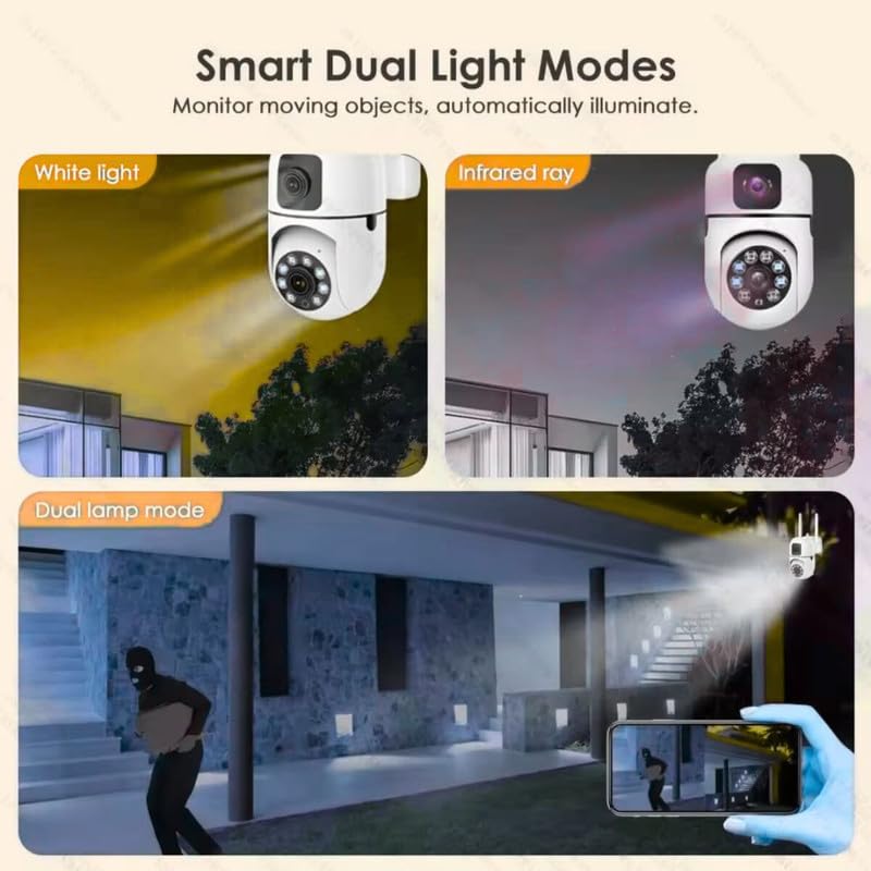 Image of 4+4MP Dual Lens Mini Wireless PTZ | Live Monitoring | CCTV Camera Color Night Mode | Motion Detection | Intercom Support | Indoor /Outdoor Security Camera for Home (Dual Lens Mini Dome)