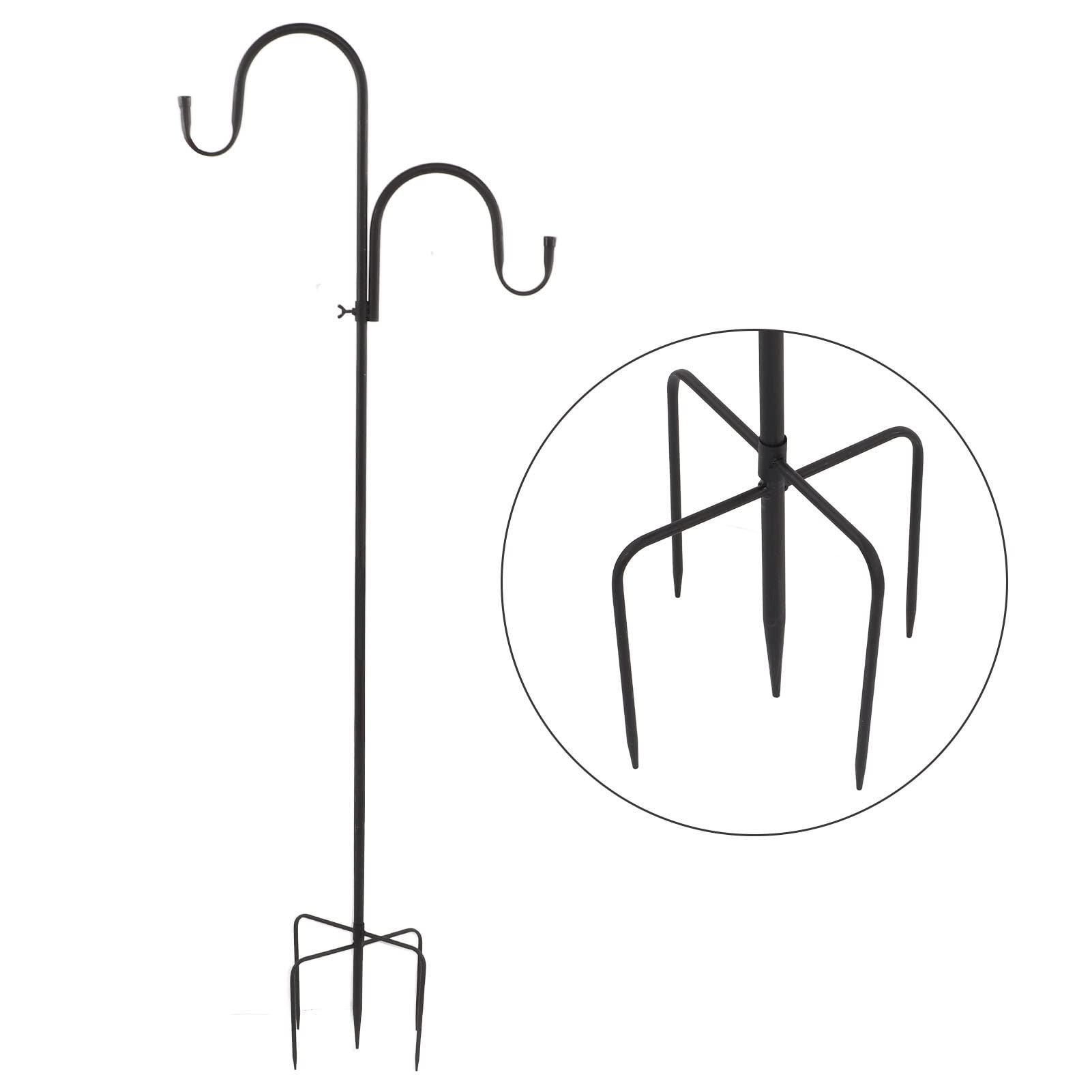 Omabeta Gancio da Pastore Elegante Mangiatoia per Uccelli in Ferro, Appendiabiti Multiuso per Decorazioni da Giardino 63 Pollici con 2 Ganci