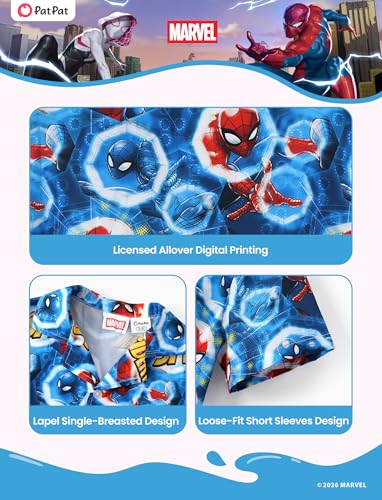 Image of Disney Marvel Spiderman Cars Stitch Star Wars Mickey Boys Hawaii Shirt Button Up Dress Shirts Short Tropical Shirt Kids 2-13Y