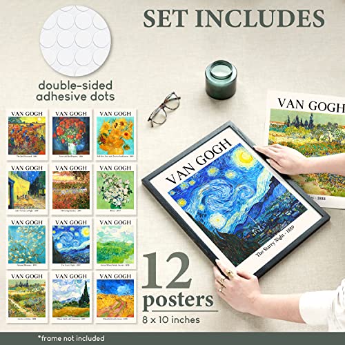97 Decor Vincent Van Gogh Wall Art - Van Gogh Art Posters, VanGogh Sunflowers Starry Night Prints, Famous Artist Paintings Impressionist Museum Gallery Exhibition for Bedroom Decor (8x10 UNFRAMED)