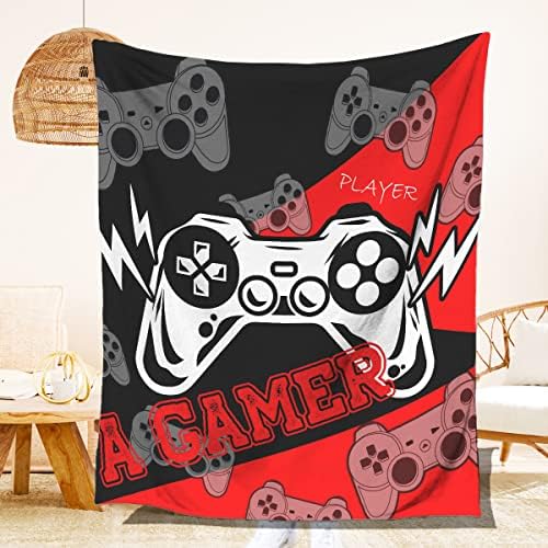 Gaming Blanket Throw 60"X80" for Boys Teen Gamer Blanket Fleece Blankets Gamer Blankets Gamer Fuzzy Throw Blanket Video Game Controller Plush Microfiber Blankets Soft Warm Fluffy