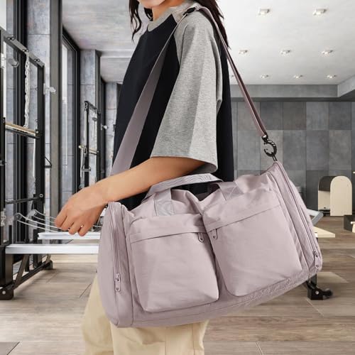 Travel Duffle Bag Water Resistant for Women and Men with Shoe Compartment Foldable Luggage Bag for Camping Workout Gym Sports, Pink4