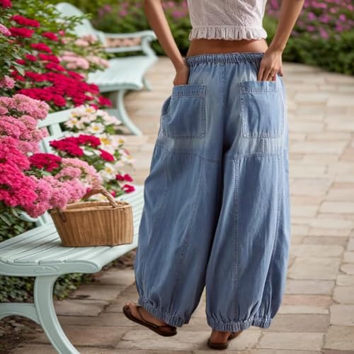 Kedera Women Mid Rise Barrel Jeans Loose Baggy Vintage Wide Leg Elastic Denim Pants Fashion Boyfriend Jeans2
