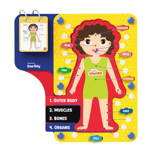 Image of Smartivity Human Body Parts Puzzle for Kids 4-7 Years | 40+ Learning Cards - Teaches Outer Body & Organs | See Bones with Magic X-RAY I Birthday Gift for Boys & Girls