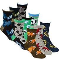 Metzuyan Boys Novelty Cotton Rich Socks (9 & 18 Pairs Multipack) Dinosaurs Space Monster Skulls Football