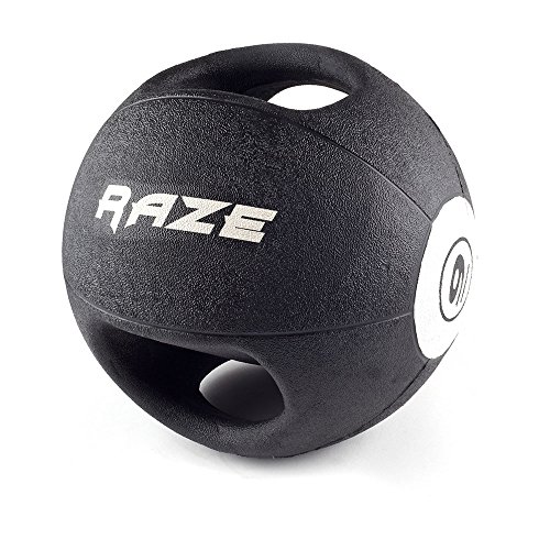 Raze Dual Grip Balón Medicinal, Unisex Adulto, Negro, 5 kg