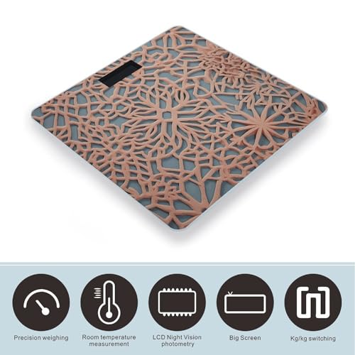 Báscula digital para baño con patrón coral y vidrio templado miniatura 3