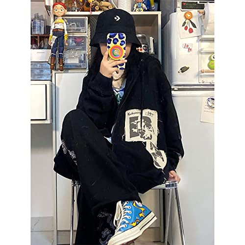 Gothic Hoodie With Hat Print - Dark Harajuku Sportswear With Patches - Casual Oversize Street Hip Hop Trend2
