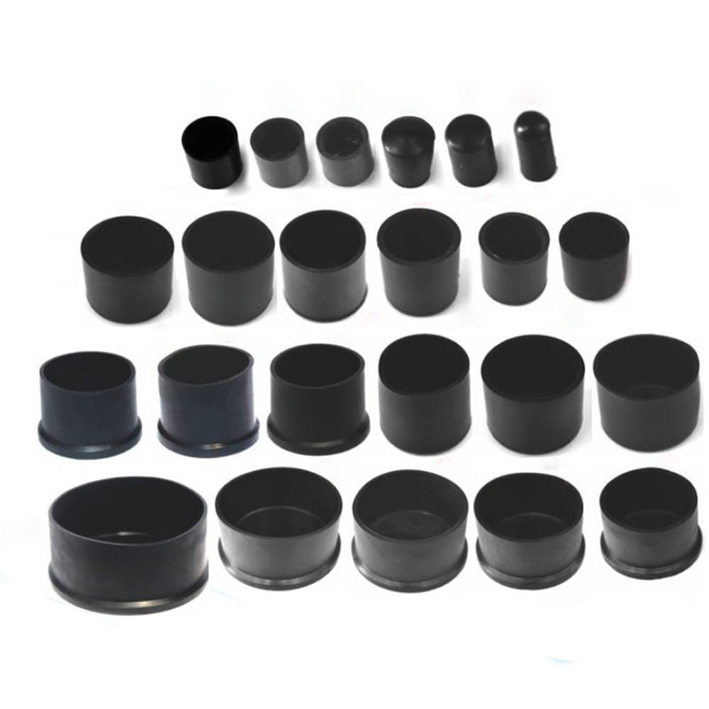 Tappi Terminali Neri In Gomma PVC – Copri Estremità Per Tubi, Aste, Filetti, Misure 1,3-15,5 Mm