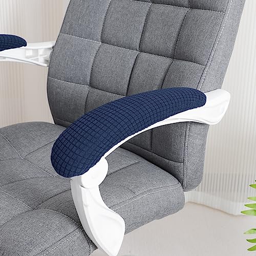 Image of FORCHEER Office Chair Armrest Covers Stretchable Water Resistant Spandex Stretch Jacquard Elastic Band Computer Office Chair Arm Pad Covers Chair Slipcover for Desk Chairs Arm 2P-Navy Blue