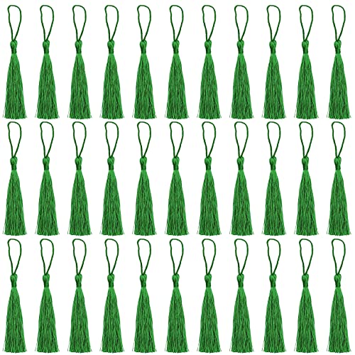 Vapker 30 Pieces Emerald Green Tassels 13Cm/5-Inch Silky Handmade Soft Mini Tassels Floss Bookmark Tassels With 2-Inch Cord Loop For Jewelry Making, Diy Projects, Bookmarks #TOP12