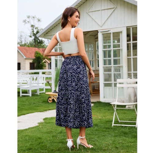 Maxi Skirts for Women with Pockets Long Midi Length Casual Skirt for Holiday