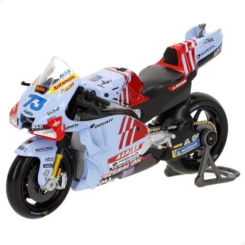 COLORBABY Maisto Moto Ducati Gresini, MotoGP 2024, Álex Márquez #73, Escala 1:18, Réplica Oficial metálica, Realista, Caballete, Juguete Coleccionable, para niños, Niñas Desde 3 años (78120)
