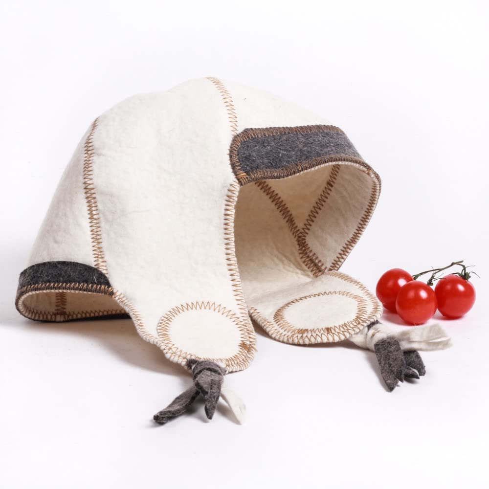 Traditional Sauna Hat - Sheep's Wool Felt Sauna Hats - The Main Russian Banya Accessories - Finnish Sauna Hat for Men and Women - Head Protection from Hot Steam - Finca Spa Hat