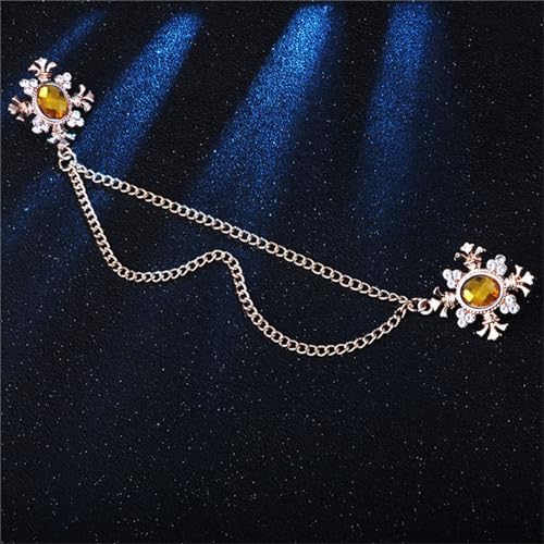 Image of 2PCS Long Chain Brooch Crystal Tassel Brooch Pin Gem Brooch Fashion Scarf Tie Pins for Women Men Wedding