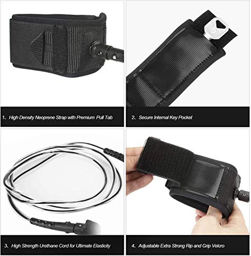 image for WOOWAVE Surfboard Leash Premium Surf Leash SUP Leg Rope Straight 6/7/8