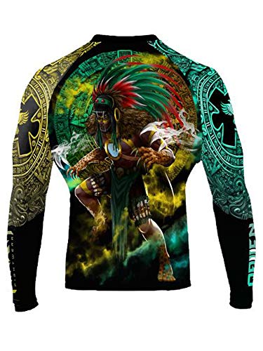 Raven Fightwear Men's Tezcatlipoca Aztec Rash Guard MMA BJJ Black Large