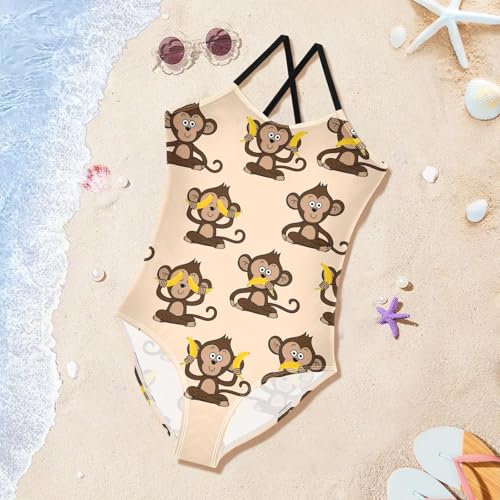 Girls One Piece Swimsuits Summer Quick Dry Beach Bathing Suit Cross Shoulder Strap Swimwear 3-10 Years2