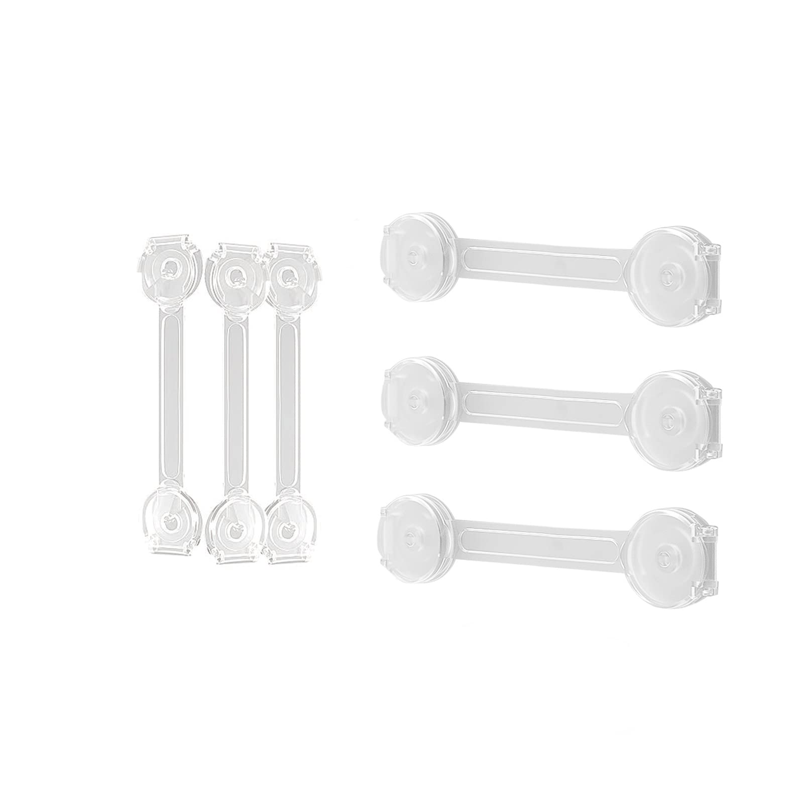 Child Safety Locks Baby Proof Letches (6 Pack) for Cabinets, Drawers, Fridge, Furniture, Kitchen, Ovens, Toilet Seats, Dishwasher, 3M Adhesive No Drilling, Transparent