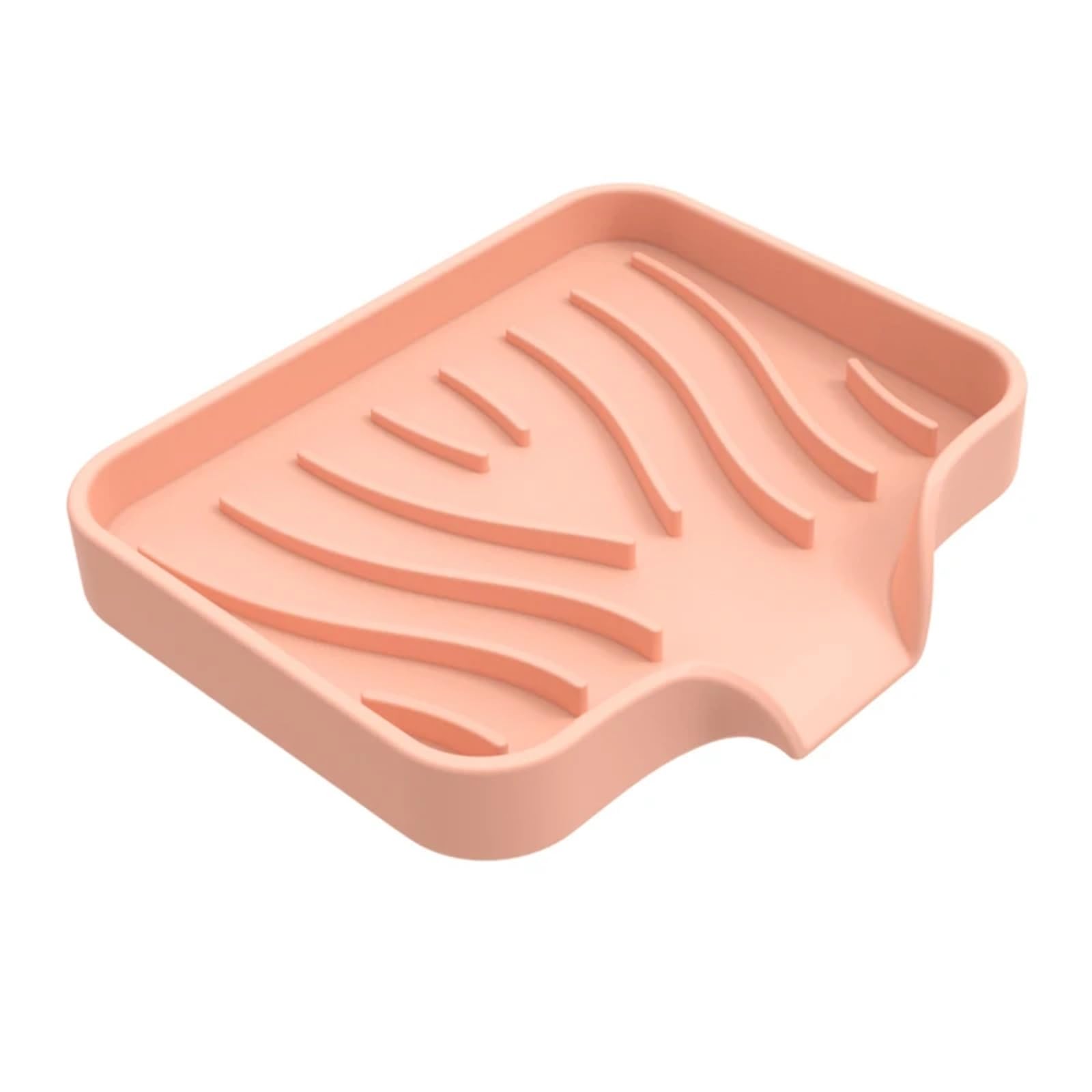 3Pcs Silicone Soap Dish For Bathroom Self Draining Bar Holder Kitchen Sink Sponge Drain Pad Countertop Dispenser for Soap(Pink)