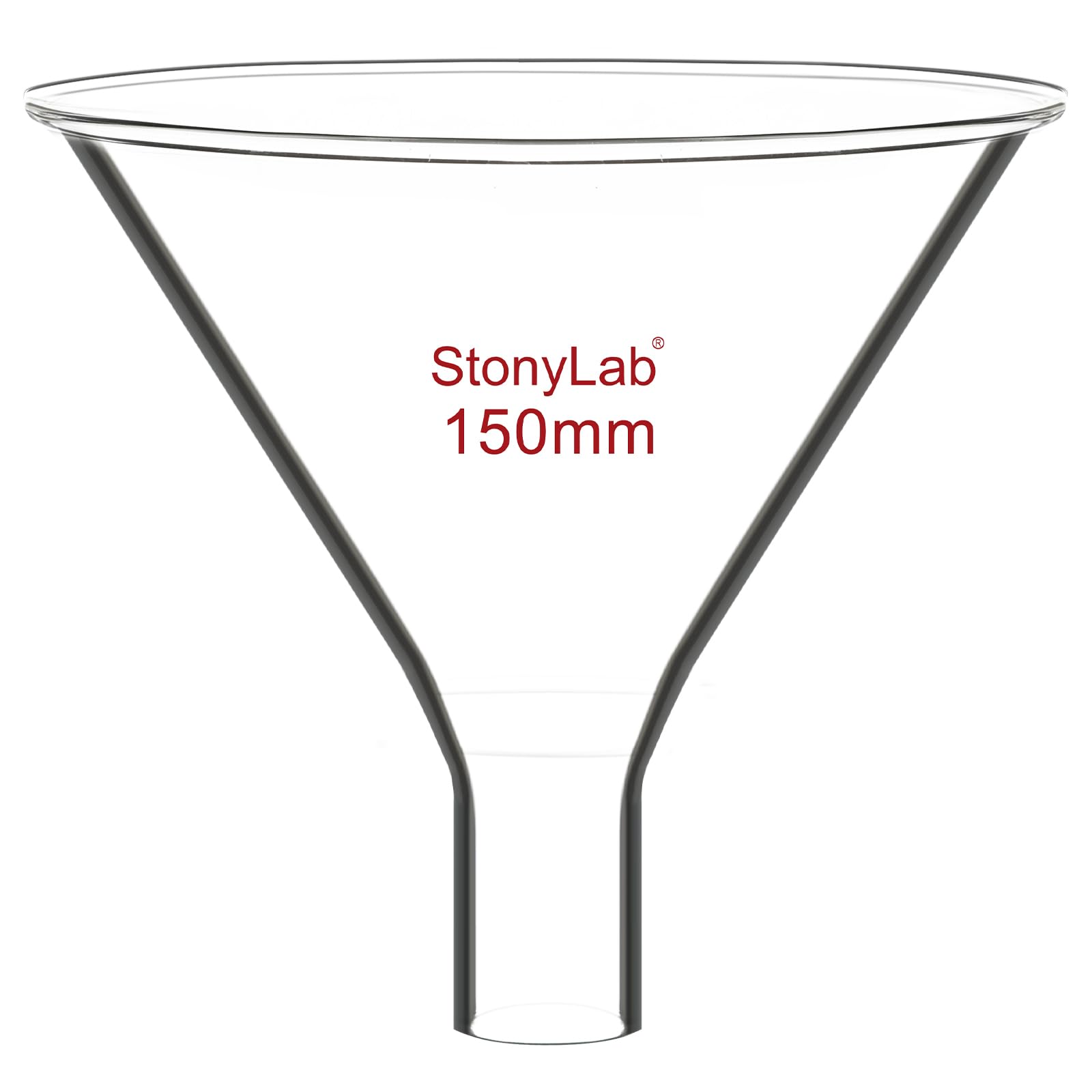 stonylab Glass Powder Funnel, Heavy Wall Borosilicate Glass Short Stem Funnel with 150 mm Top Diameter and 26 mm Stem Length