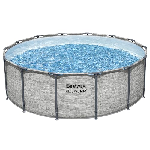 Bestway Steel Pro MAX 14' x 48' Above Ground Pool, Round Metal Frame Outdoor Swimming Pool Set with...