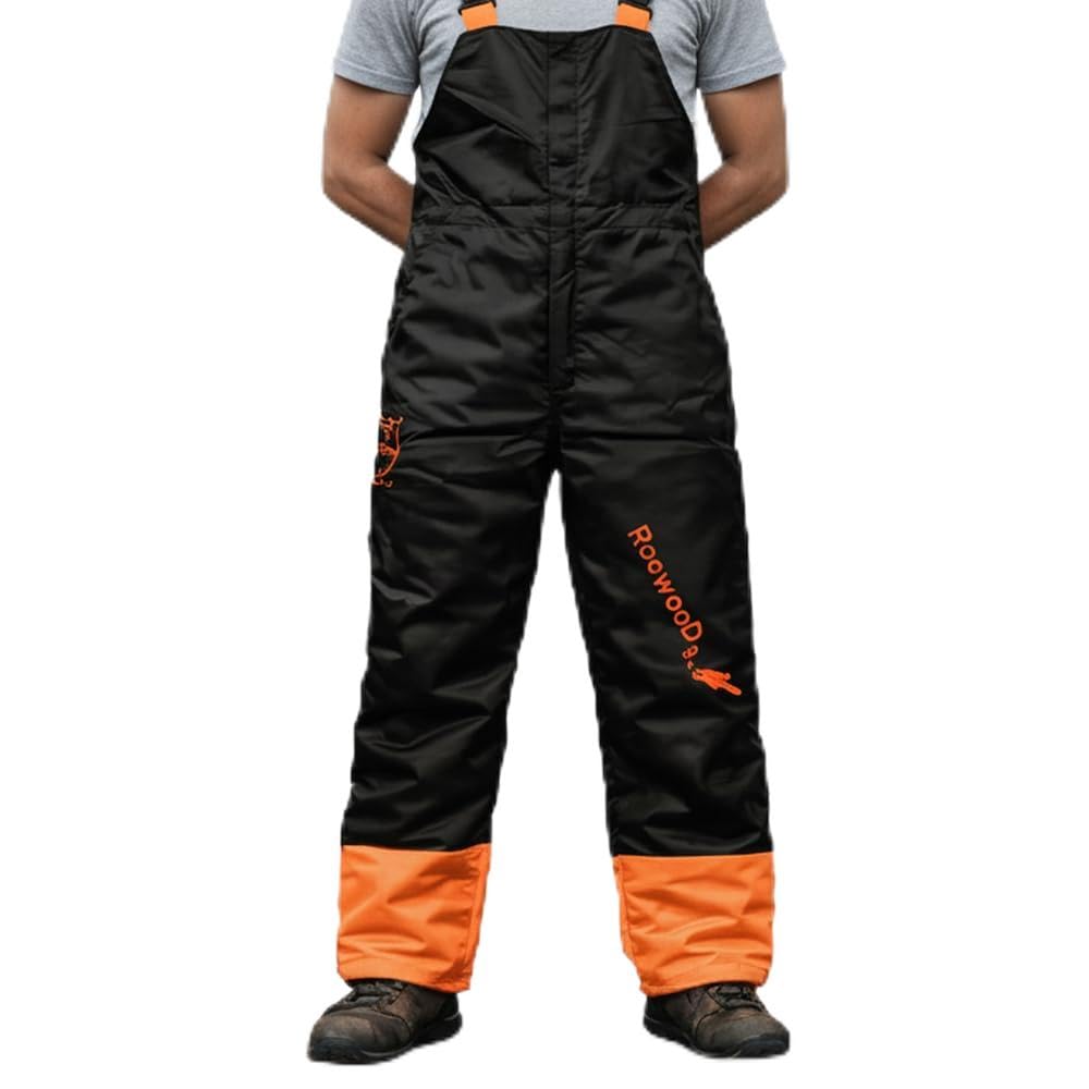 RocwooD Chainsaw Protection Safety Bib & Brace Trousers Foresty Safety Durable Chaps High- Visibility Protective Gear Heavy-Duty Forestry PPE Size M Medium