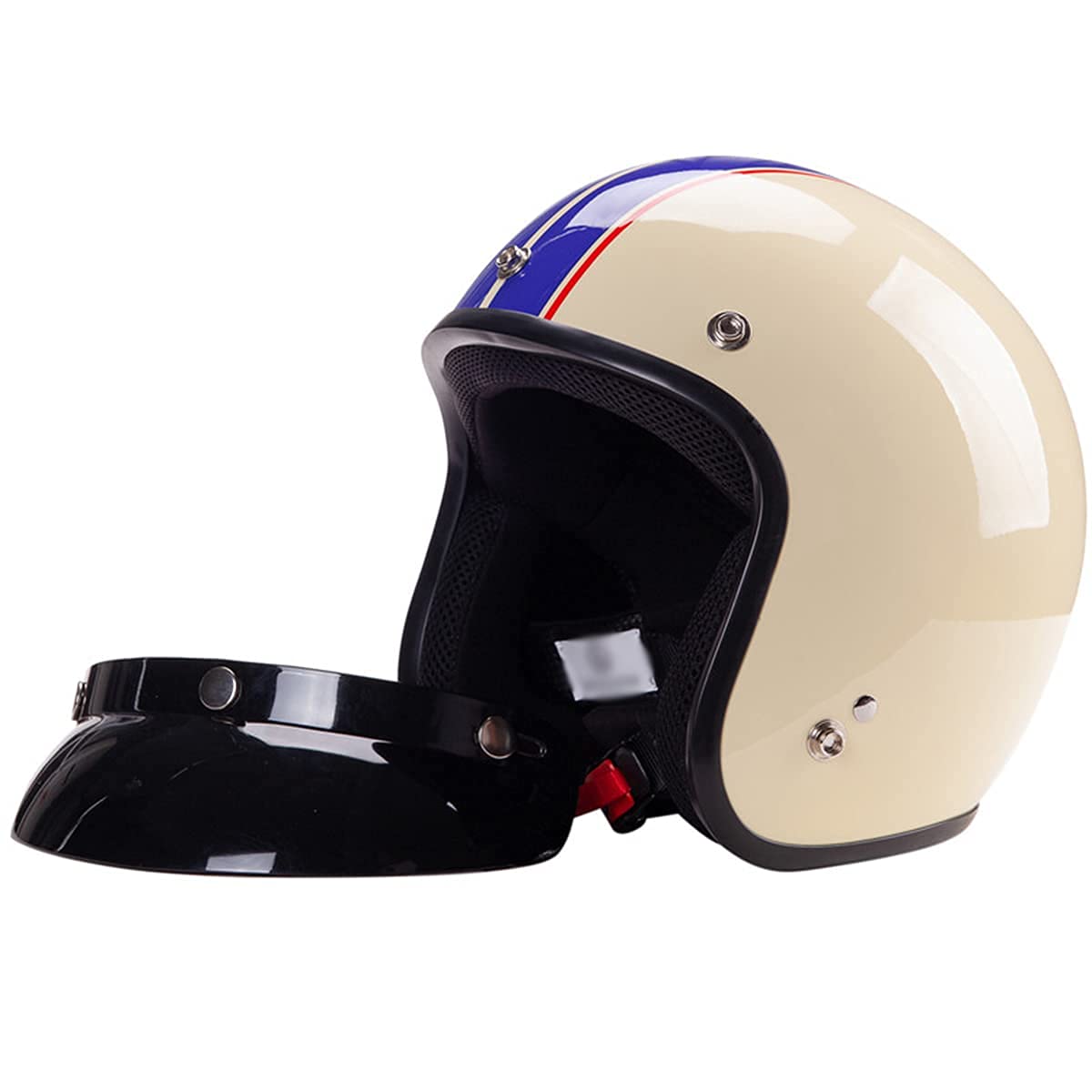 motorfiets halfhelm vintage motorhelm met open gezicht, jethelm