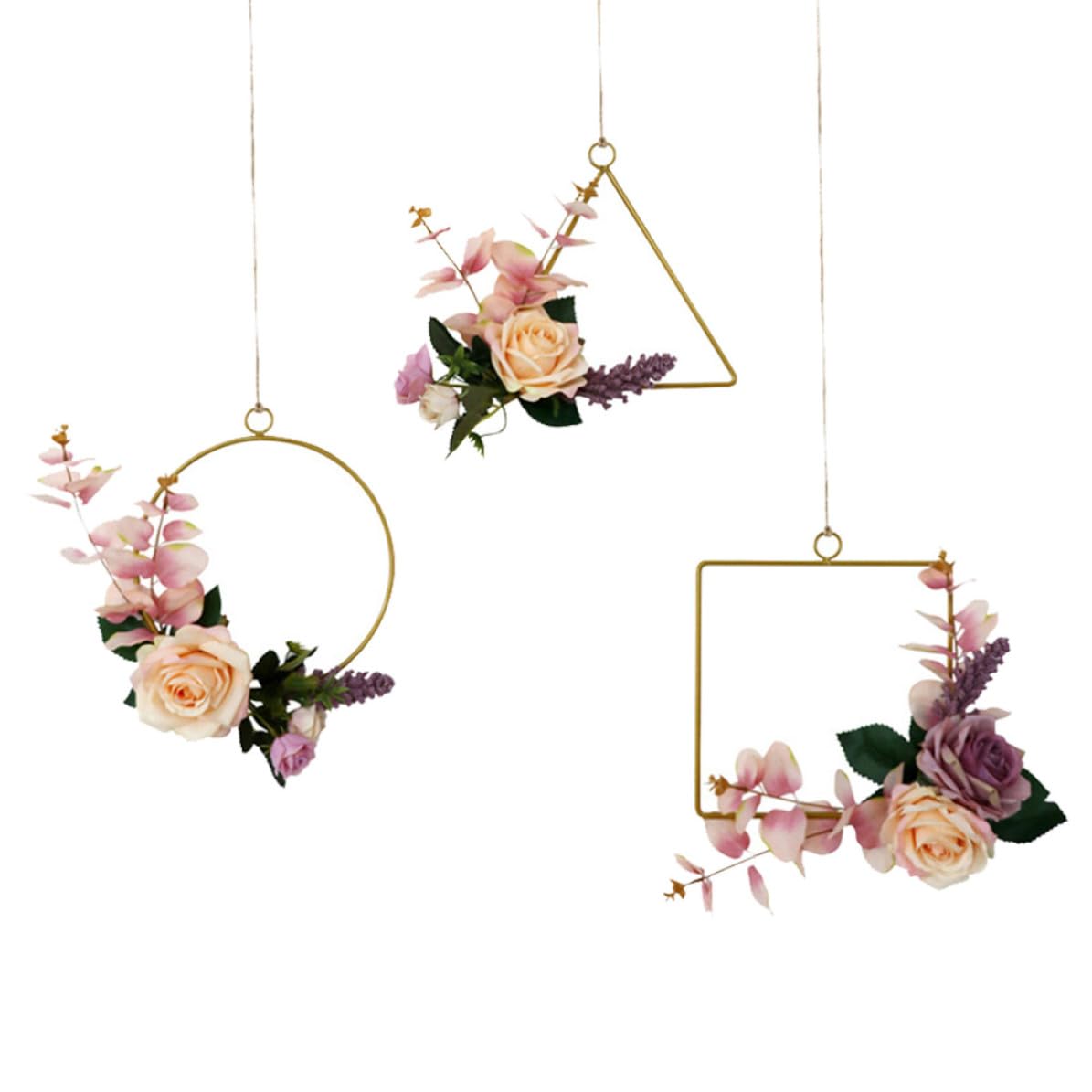 3 Piezas Guirnalda Decorativa Geométrica de Hierro, Estilo Otoño