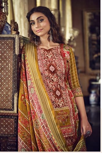 ladyline Womens Winter Wear Pashmina Salwar Kameez Printed Mirror Work - Pashmina Dupatta2